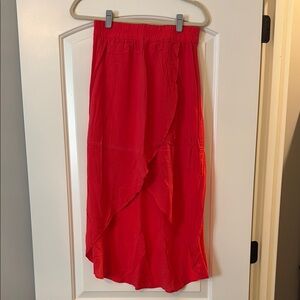 Splendid Red Wrap Midi Skirt Asymmetrical Night Out